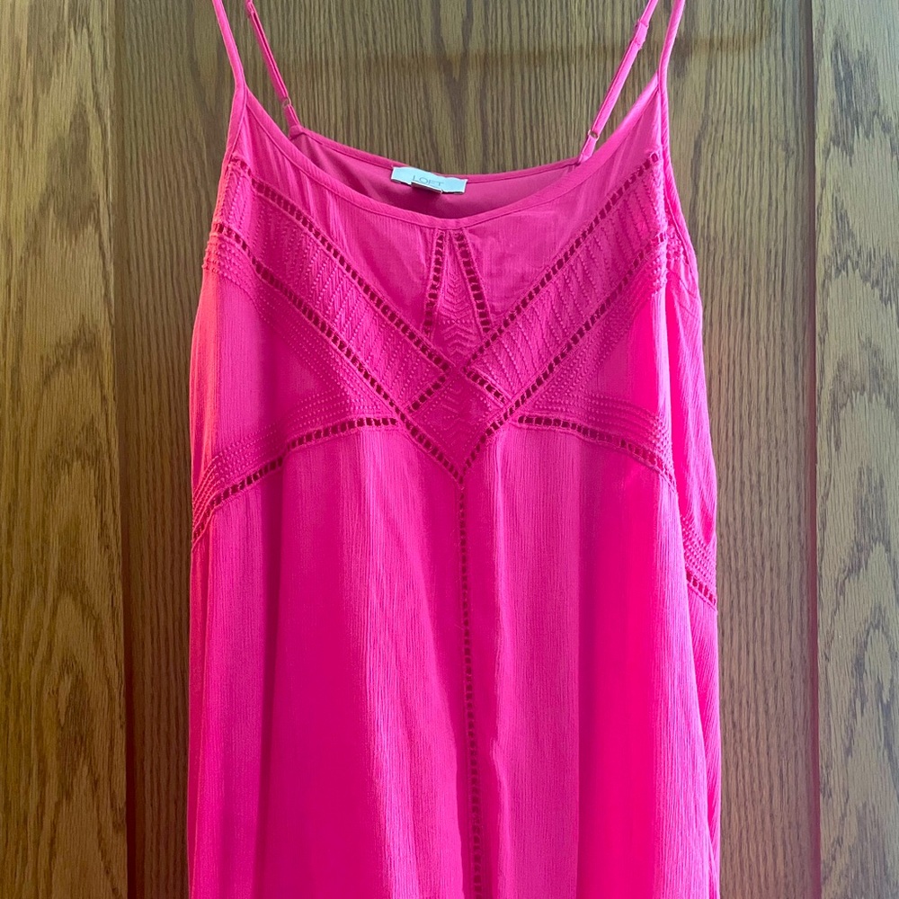 Loft Loose Fit Hot Pink Adjustable Strap Summer Dress